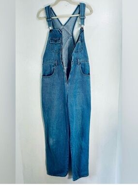 RARE 90s Vintage London London Front Zip Blue Denim Overalls.6 Pockets.Size M
